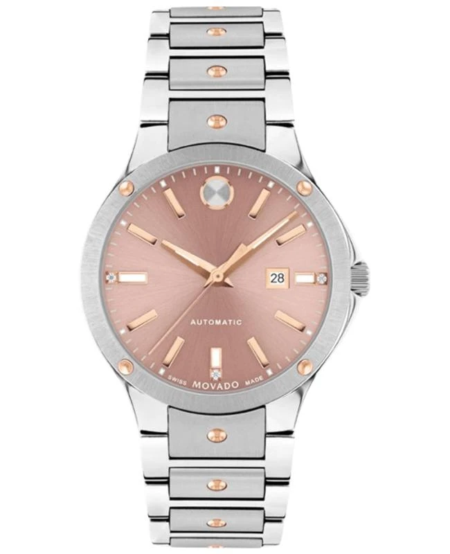Movado Movado SE Automatic Rose Diamond Dial Steel Women's Watch 0607936 1