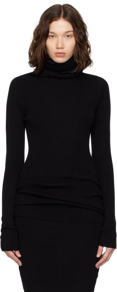 Rick Owens Black Concordians Ribbed Knit Tube Turtleneck 1