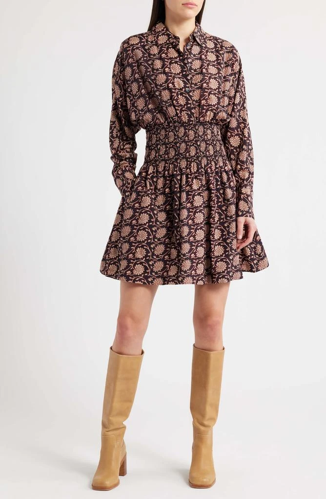 Madewell Shirred Floral Mini Shirtdress