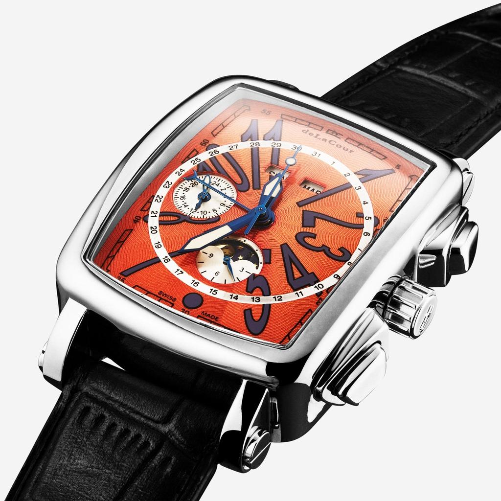 DeLaCour DeLaCour 'Via Larga' Chronograph Stainless Steel Men's Automatic Watch WAST1026-ORG