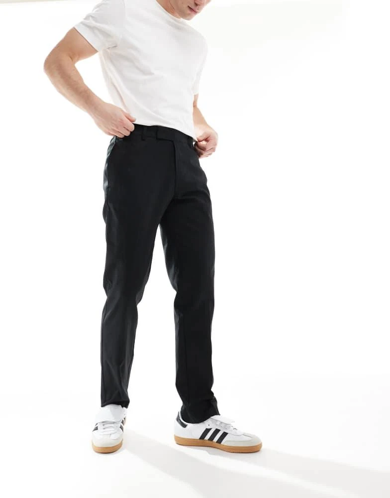 ASOS ASOS DESIGN smart slim fit linen blend trousers in black 2