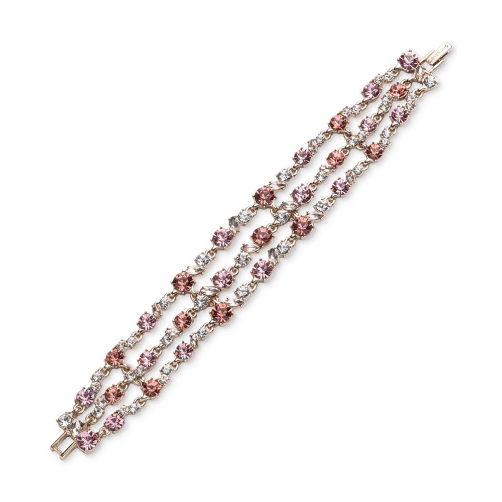 Givenchy Gold-Tone Rose Multi Row Stone Flex Bracelet