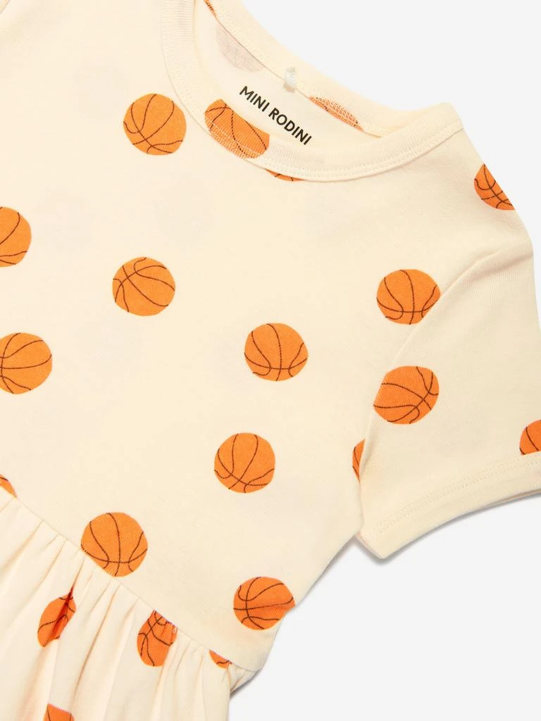 Mini Rodini Mini Rodini Girls Basketball Print Dress in Ivory 3