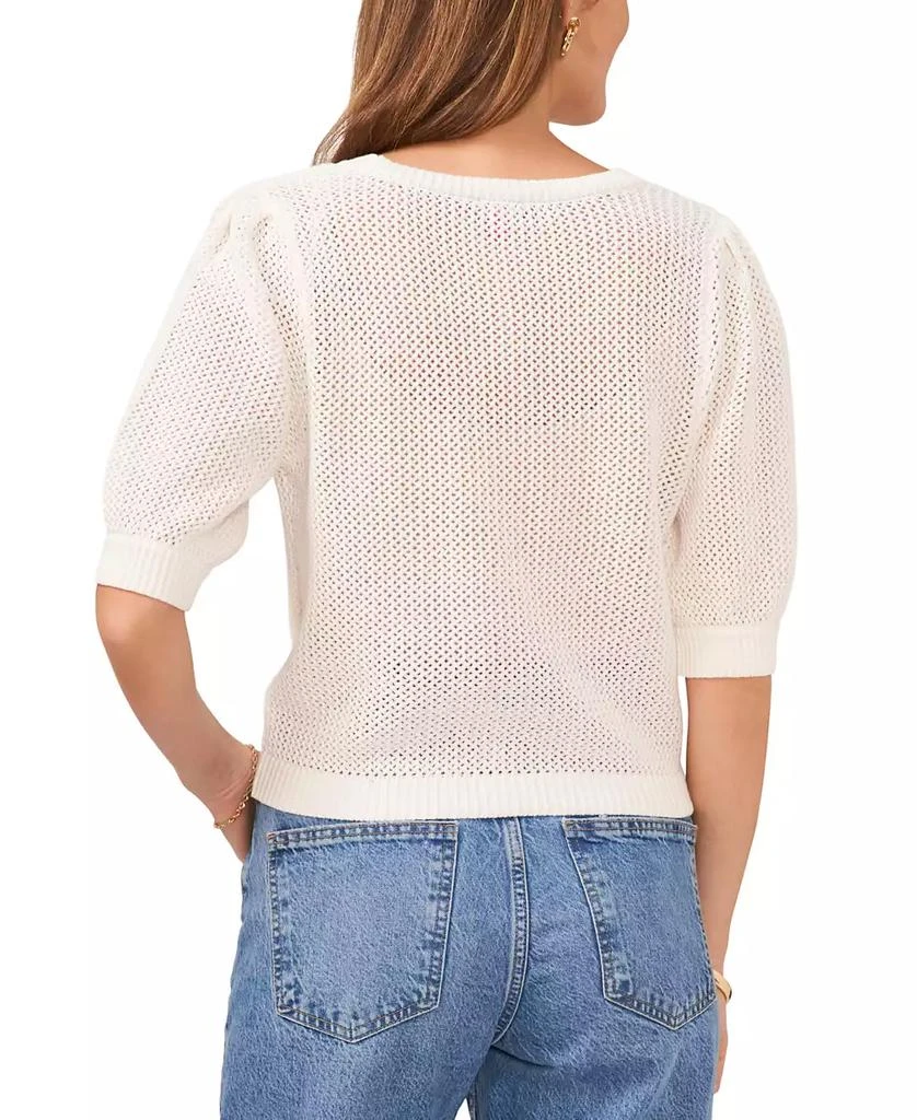 Vince Camuto Women's Open-Knit Puff-Sleeve Cardigan Sweater 2