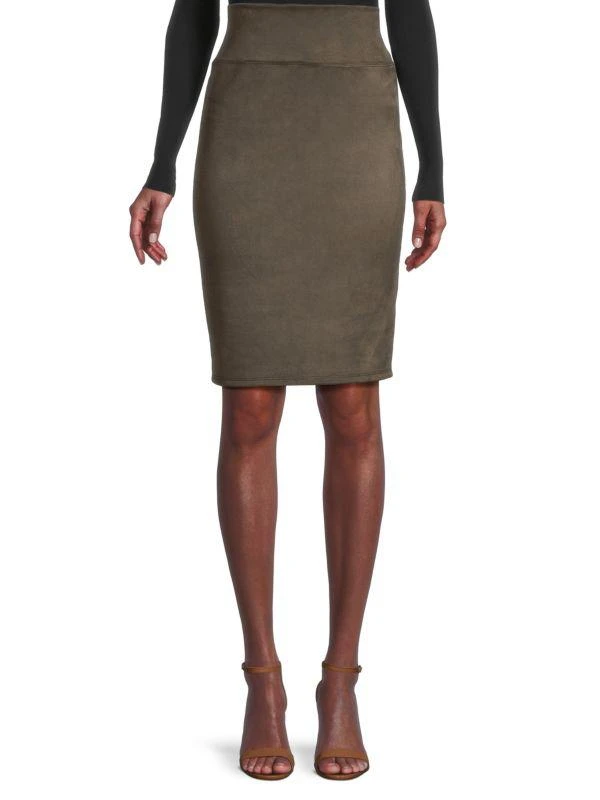 Renee C. Faux Suede Pencil Skirt 1
