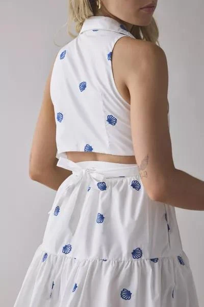 En Saison En Saisan Alani Seashell Embroidered Twist-Tie Shirt Mini Dress 3