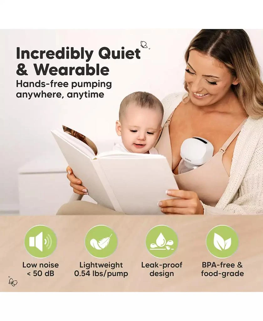 KeaBabies Pulse S10 Pro Breast Pump Hands Free, Electric Wearable Breastfeeding Pump, With Full Set Soft Silicone Flange Inserts 2