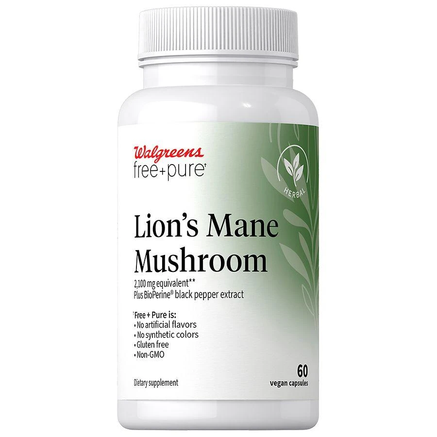 Walgreens Free & Pure Lion's Mane Mushroom Capsules 1