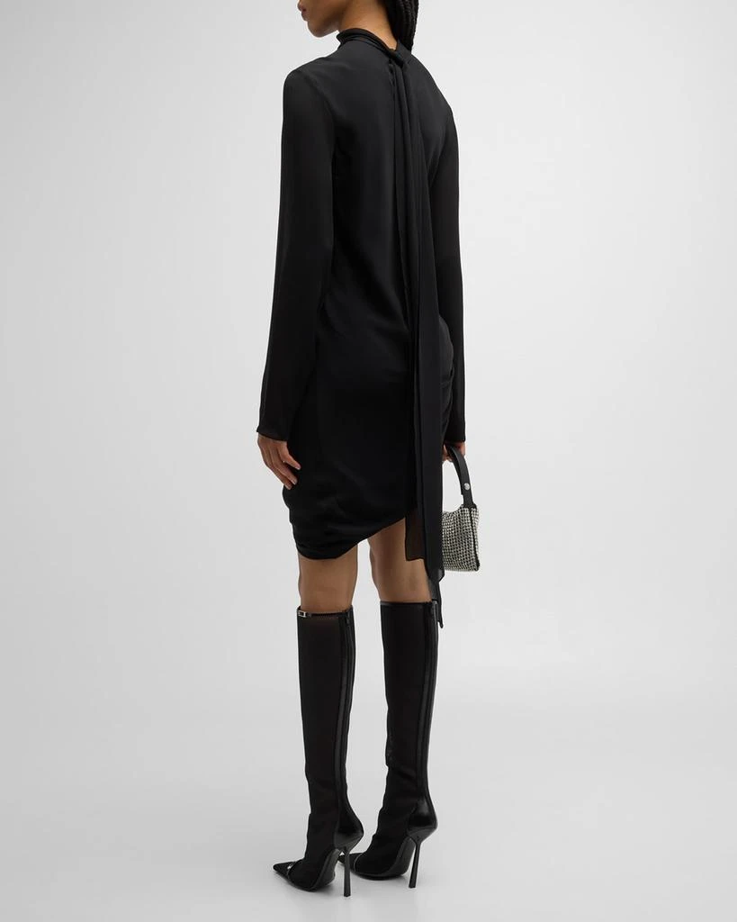 Brandon Maxwell Raina Scarf-Neck Draped Silk Mini Dress 4