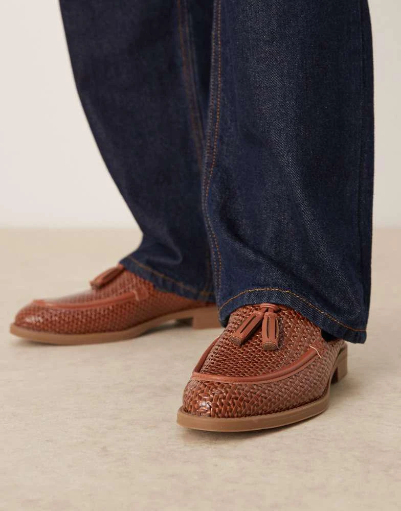 ASOS ASOS DESIGN mule loafers in tan weave 1