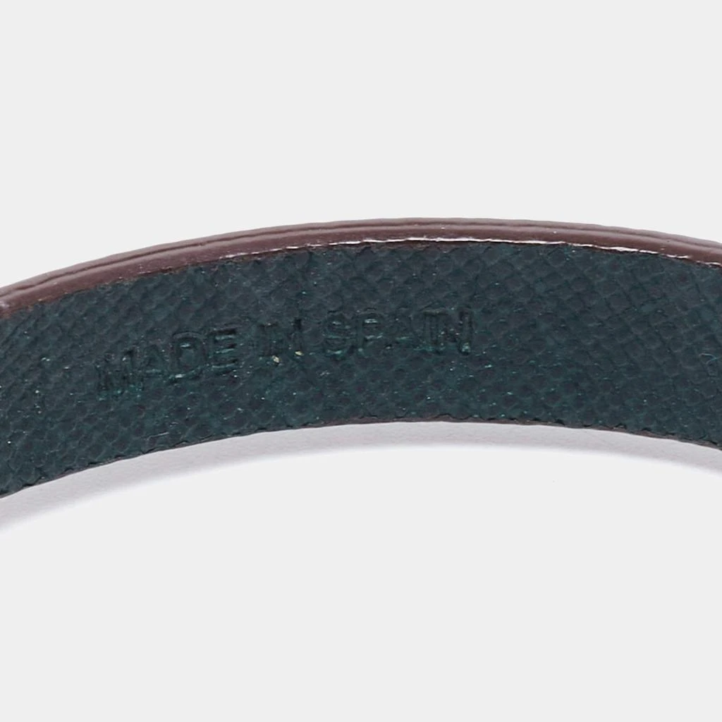 CH Carolina Herrera CH Carolina Herrera Forest Green Leather Logo Charms Wrap Bracelet 5