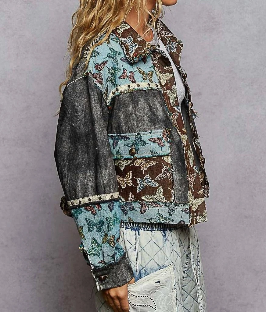 POL Pol - Boho Butterfly Distressed Denim Jacket 3