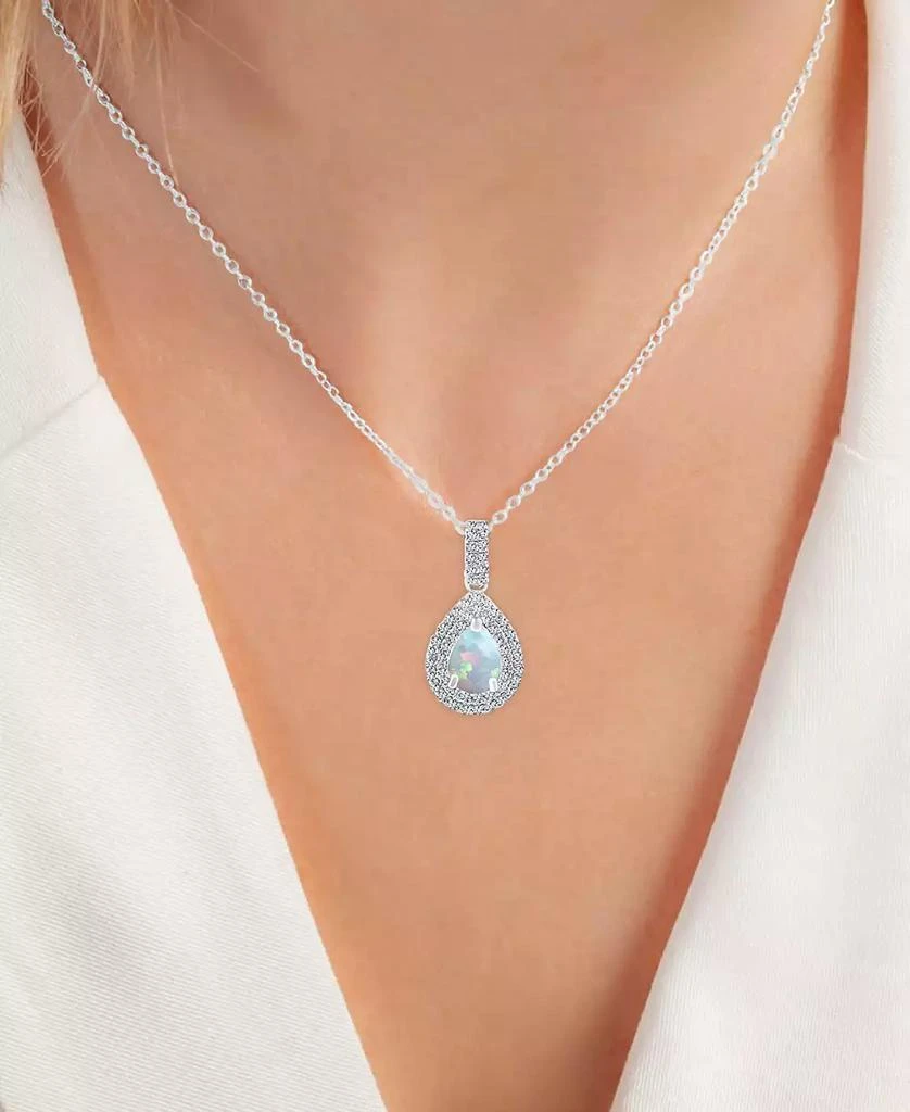 Macy
s 2-Pc. Set Lab-Grown Opal 
Lab-Grown White Sapphire Teardrop Halo Pendant Necklace 
Matching Stud Earrings in Sterling Silver 3