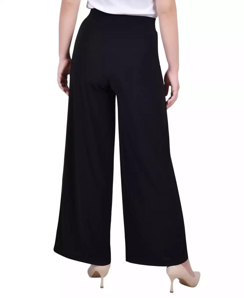 NY Collection Petite Short Mid Rise Pull On Wide-Leg Palazzo Pant