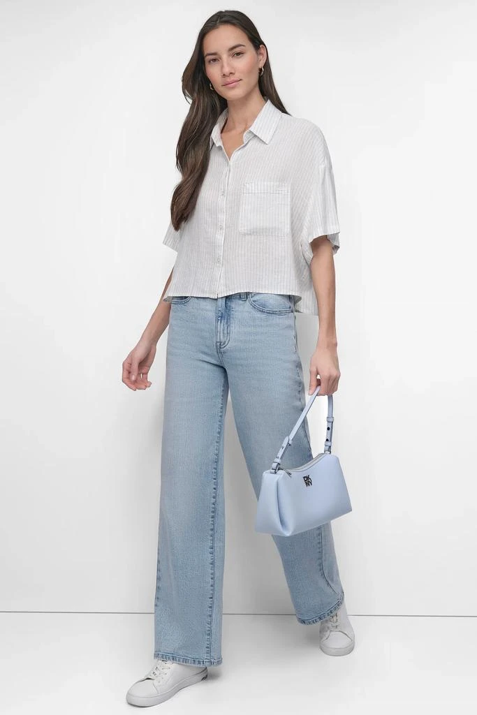 DKNY CROPPED LINEN-BLEND SHIRT 6