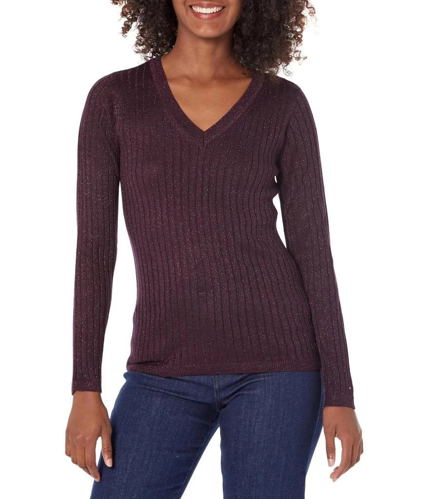 Tommy Hilfiger Lurex Rib V-Neck Sweater 1