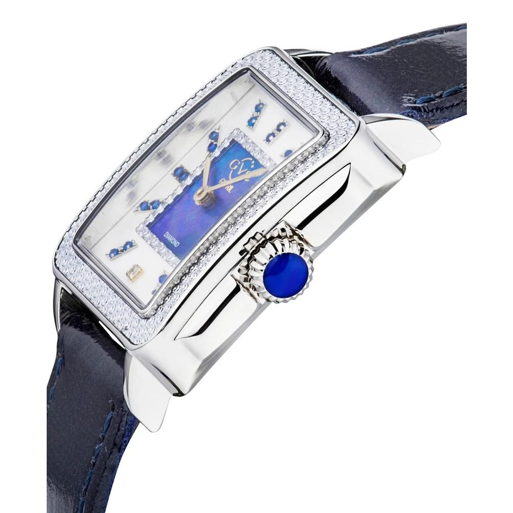 Gevril Women's Padova Gemstone Swiss Quartz Diamond Accent Blue Hand Made Italian Leather Strap Watch 27mm x 2