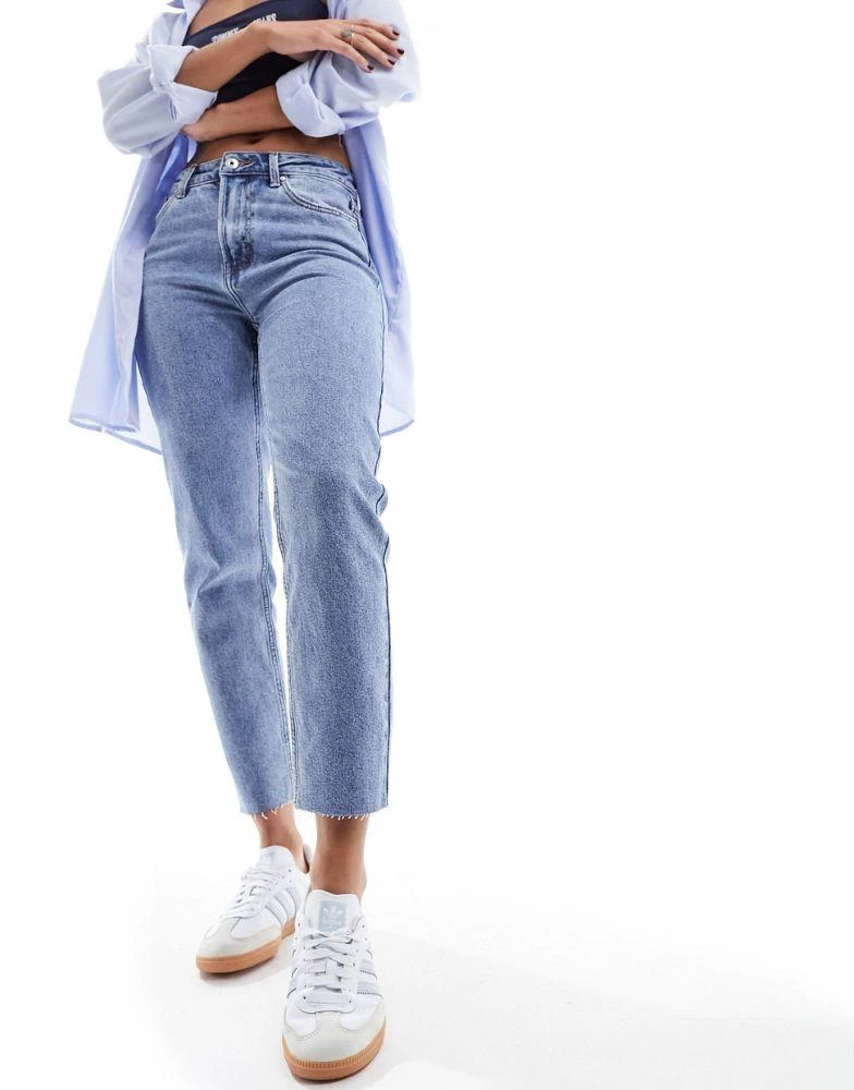 ONLY ONLY Emily high waisted straight leg jeans in light wash 3