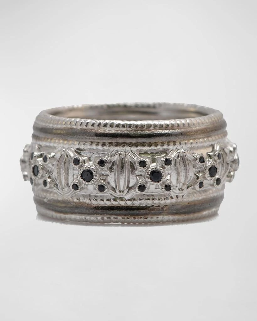 Armenta Men's Romero Wide-Band Ring w/ Black Sapphires, Size 10 1