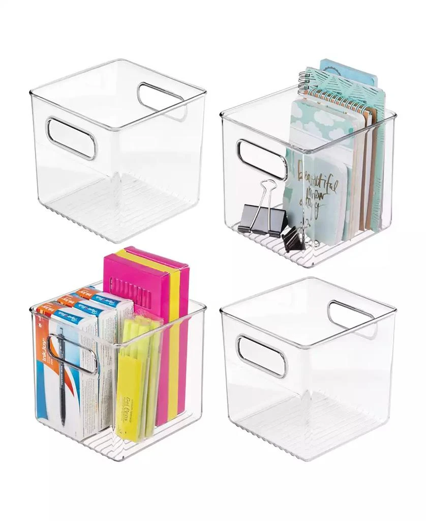 iDesign Set of 4 Cube Storage Bin with Handles 2