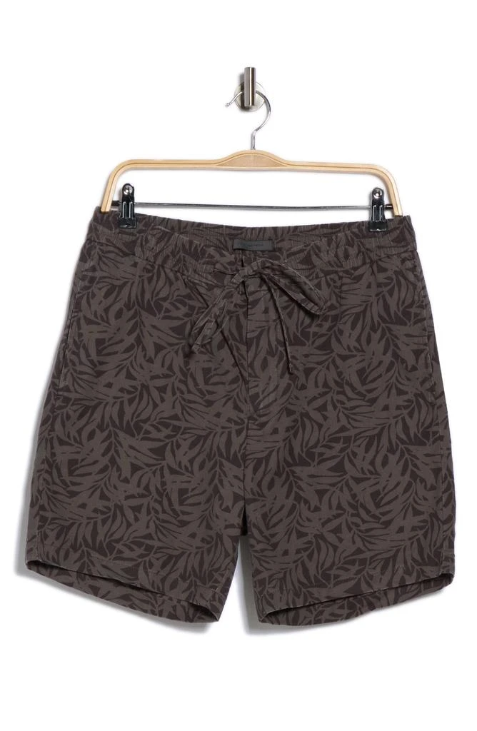 John Varvatos Daryl Leaf Print Cotton & Hemp Drawstring Shorts 3
