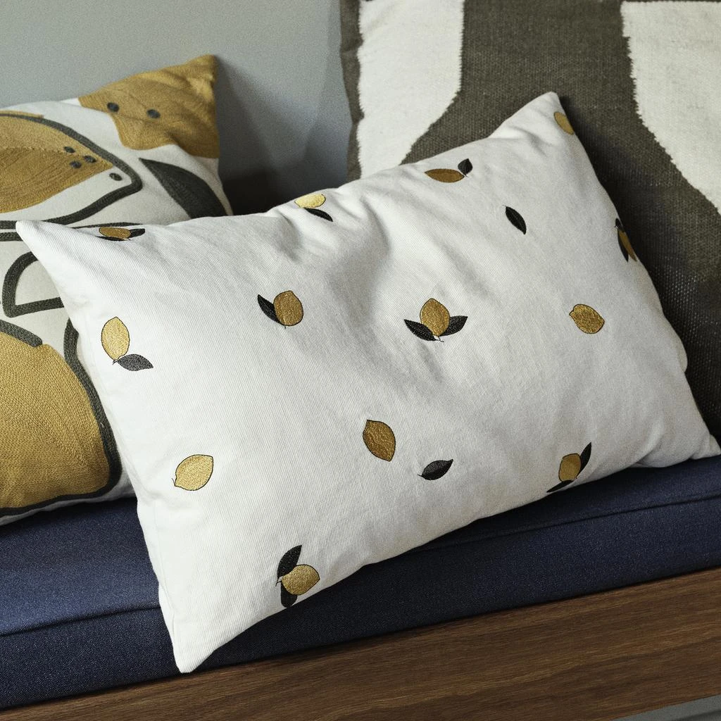 Broste Copenhagen Embroidered Cushion Cover - Lemon - 40cm x 60cm 3