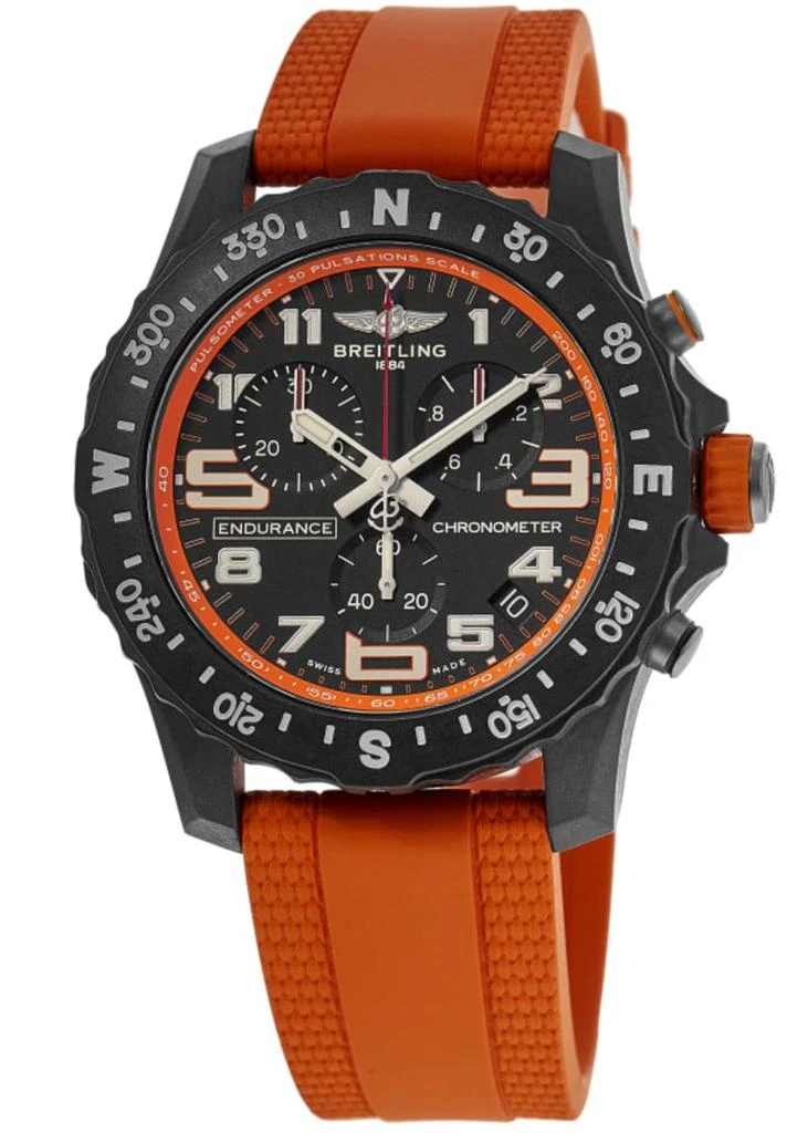 BREITLING Endurance Pro 44 Quartz Chronograph Black Dial Orange Rubber Strap Men's Watch X82310A51B1S2 1