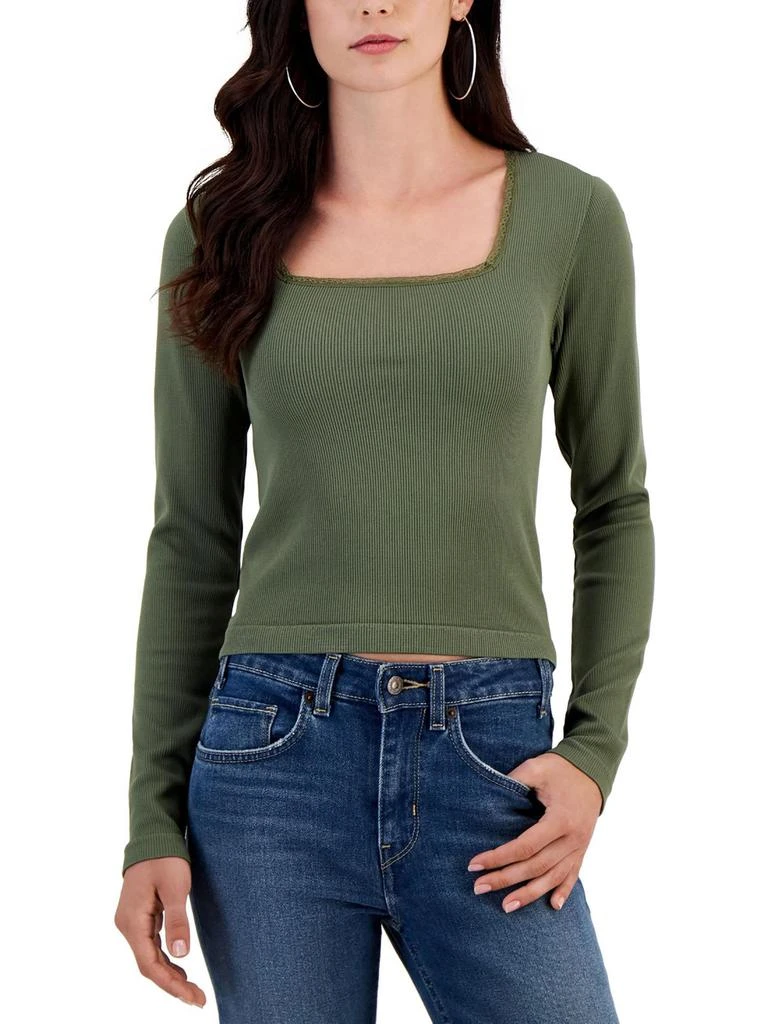 Derek Heart Juniors Womens Square Neck Lace Trim Pullover Top 4