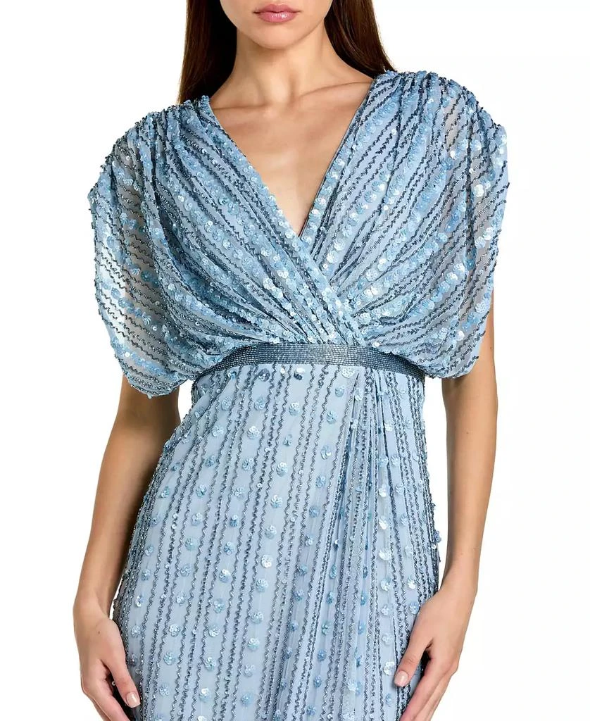 Mac Duggal Women
s Beaded Mesh Blouson V Neck Column Gown 3