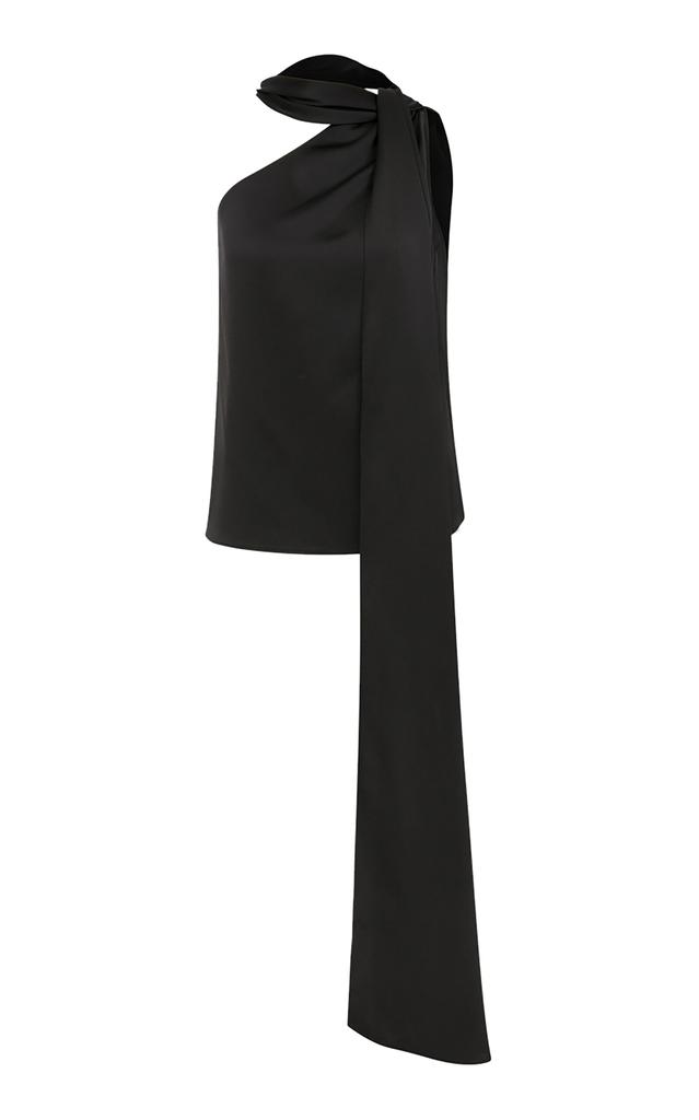 ILA ILA. - Lily Tie-Neck Satin One-Shoulder Top - Black - EU 34 - Moda Operandi