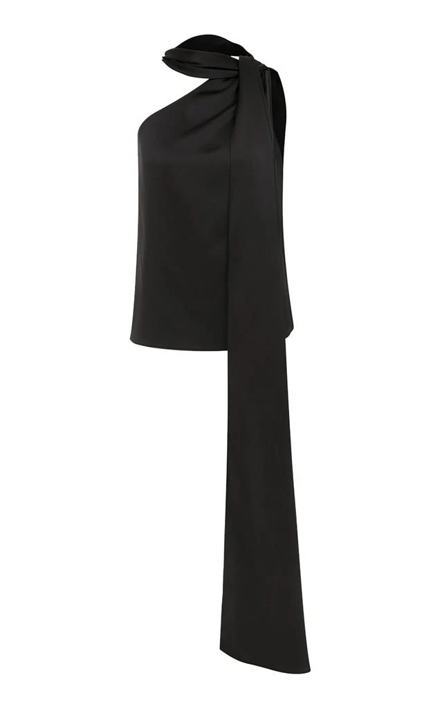 ILA ILA. - Lily Tie-Neck Satin One-Shoulder Top - Black - EU 40 - Moda Operandi 1