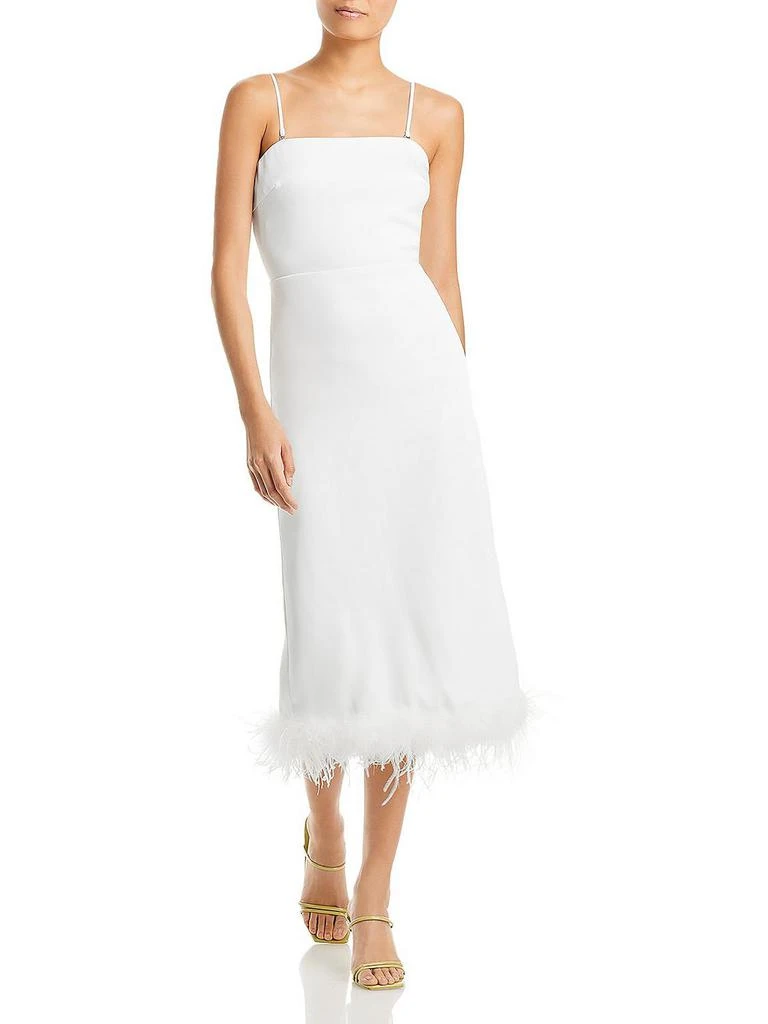 Lucy Paris Womens Faux Feather Trim Back slit Cocktail and Party Dress 3