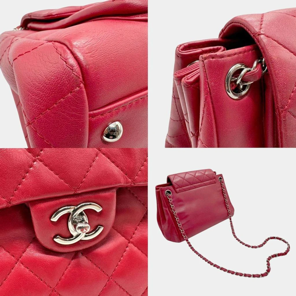 Chanel Chanel Red Silver Lambskin Shoulder Bag 4