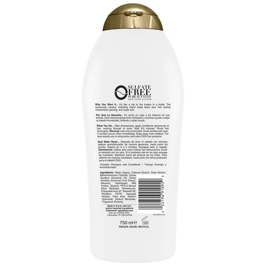 OGX Nourishing + Coconut Milk Moisturizing Hair Conditioner Creamy Coconut, White Peach, & Shea Butter 2