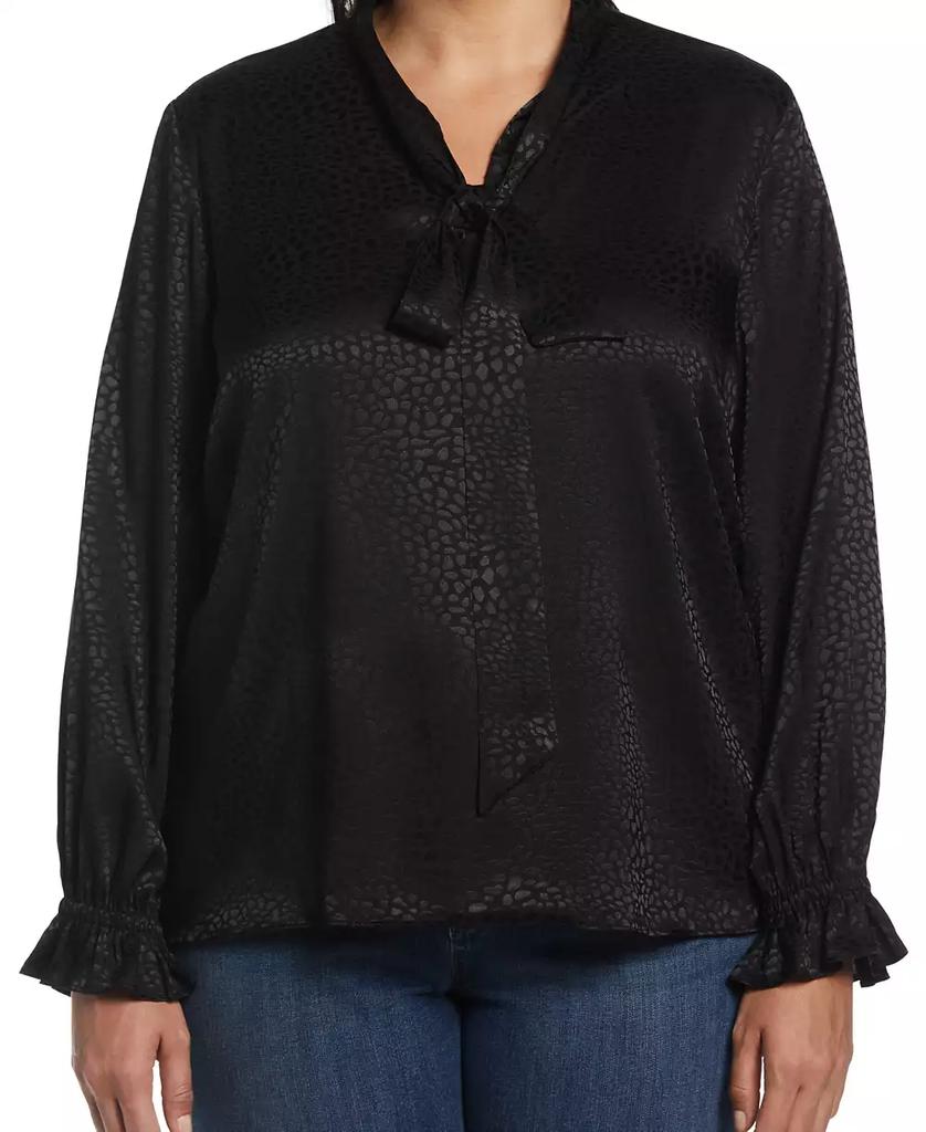 Rafaella Plus Size Tie Front Long Sleeve Blouse