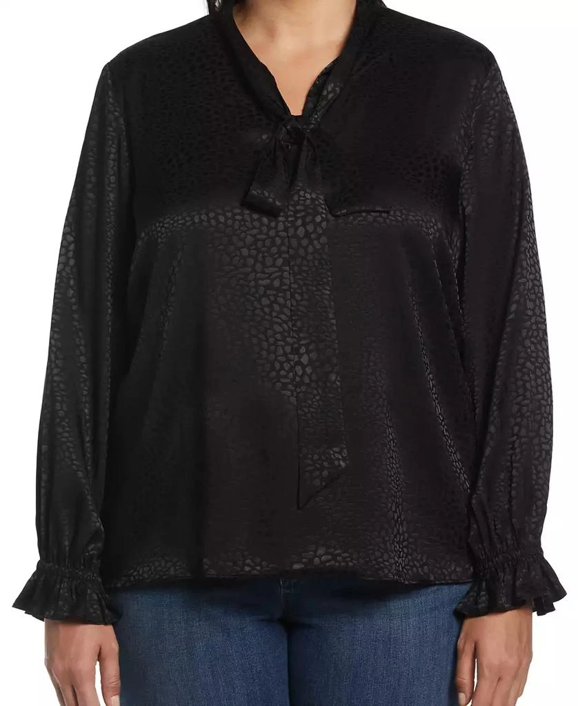 Rafaella Plus Size Tie Front Long Sleeve Blouse 2
