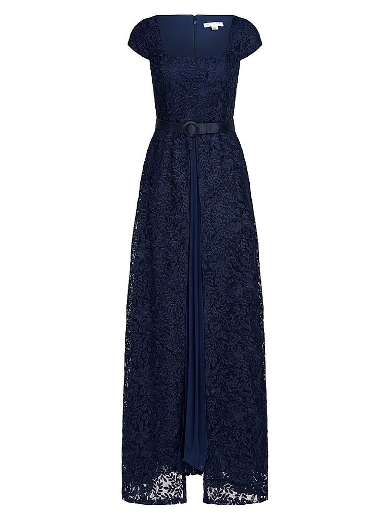 Kay Unger Claudia Lace-Chiffon Pleated Gown 1
