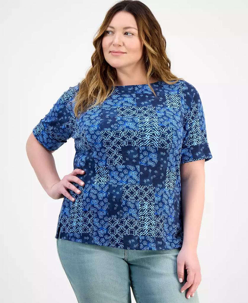 売れ筋商品|||スタイルアンドコー カットソー トップス レディース Plus Size Flutter-Sleeve Top, Exclusively at Macy's Aqua Swirl Style & Co Plus Size Flutter-Sleeve Top, Exclusively at