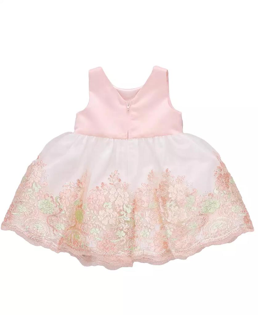 Bonnie Baby Baby Girls Scalloped Embroidery Satin Party Dress