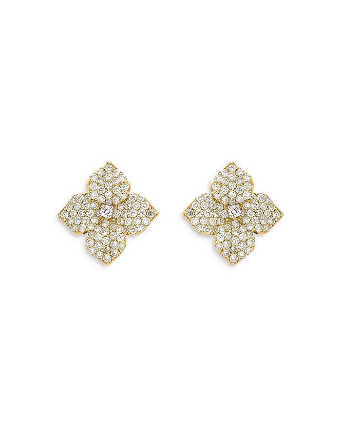 Piranesi 18K Yellow Gold Fiore Diamond Pavé Flower Small Stud Earrings