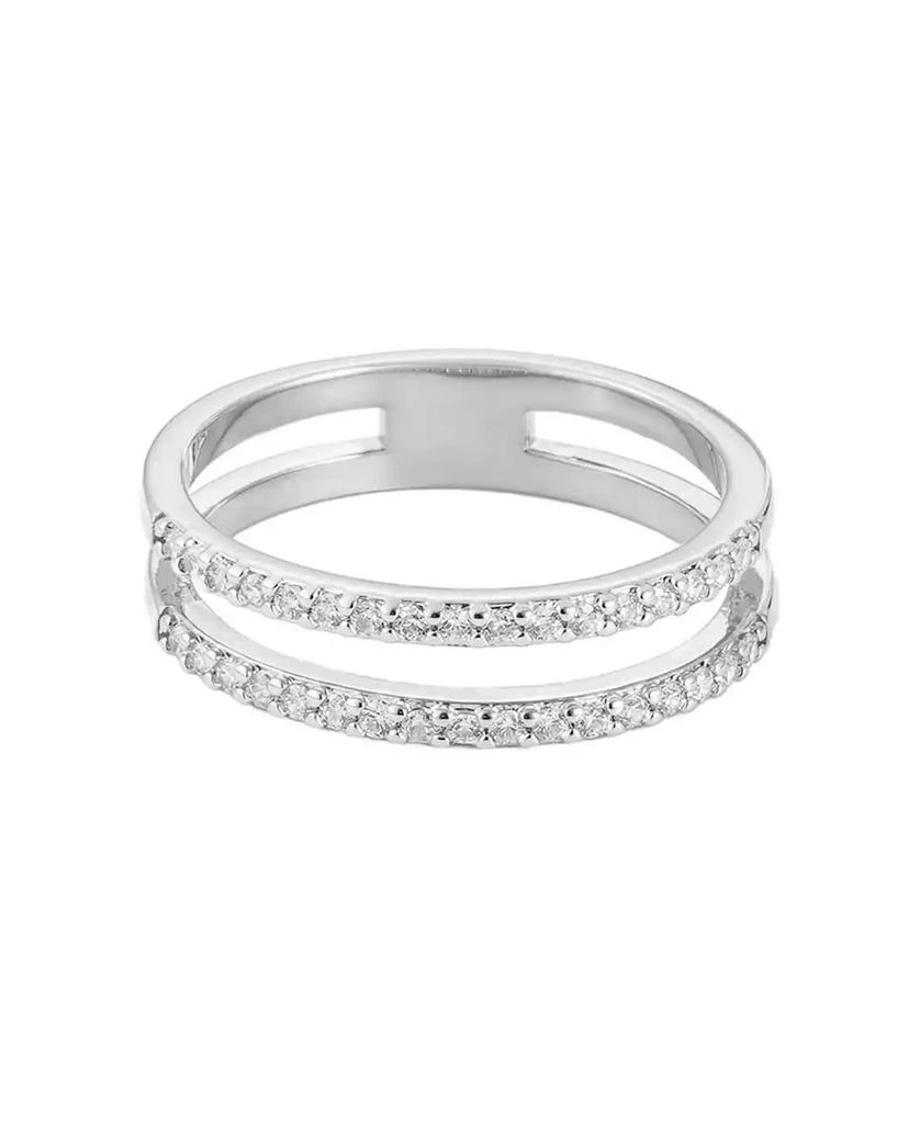 ADORNIA Silver CZ Double Band Ring