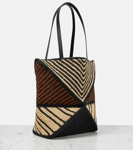 Loewe Paula's Ibiza Puzzle Fold Medium raffia tote bag 4