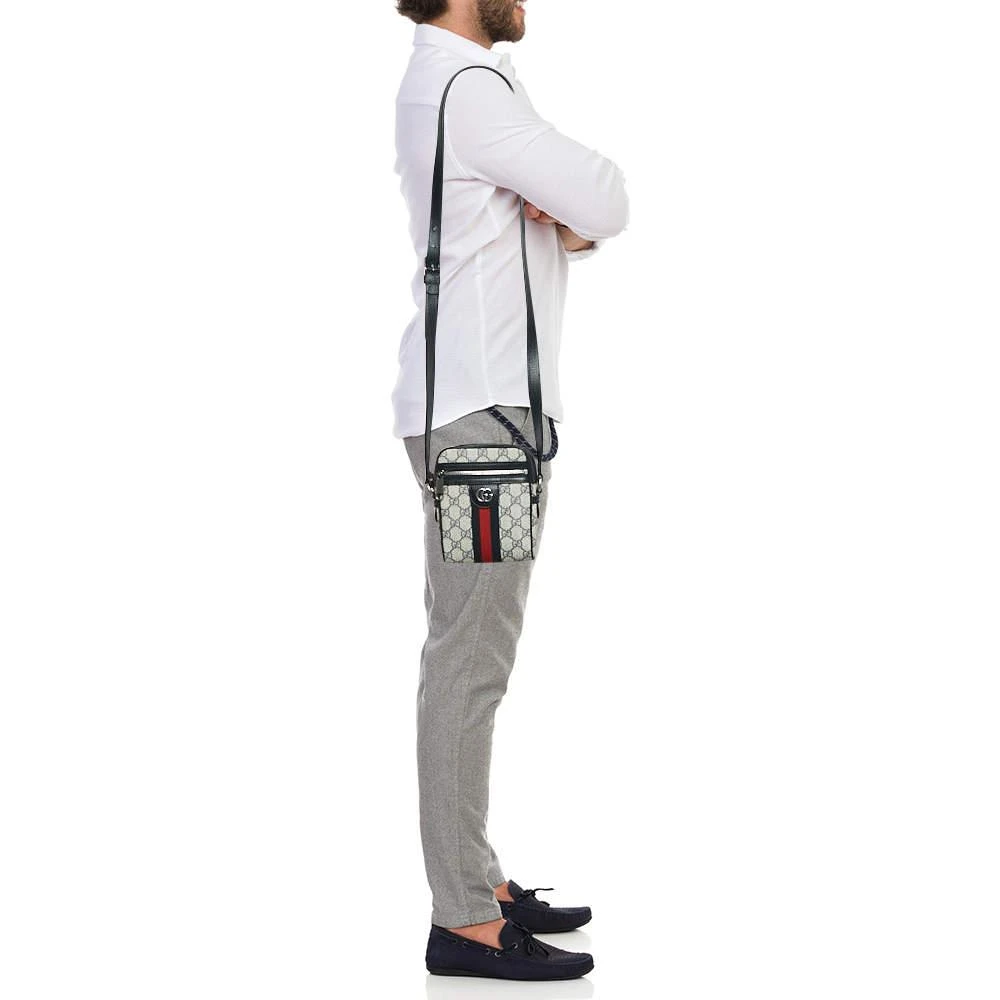 Gucci Gucci Beige/Navy Blue GG Supreme Canvas and Leather Ophidia Shoulder Bag 2