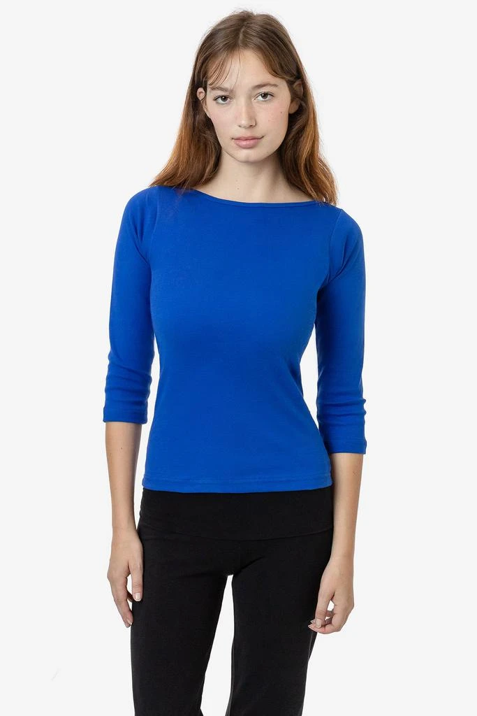 Los Angeles Apparel 43044 - Baby Rib 3/4 Sleeve Boatneck Top 8