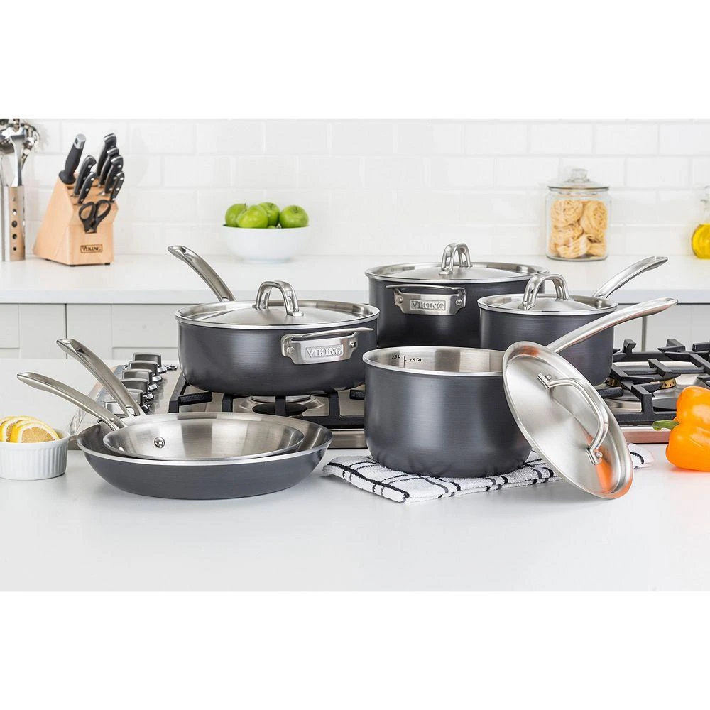 Viking Hard Anodized 10 Pc Cookware Set with Stainless Steel Interior 2