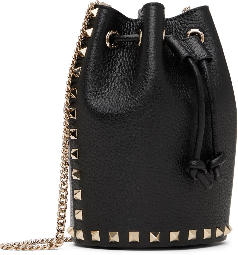 ショルダーバッグ・ポシェット VALENTINO GARAVANI SMALL BLACK ROCKSTUD BUCKET BAG Valentino Garavani - Rockstud Black Leather Mini Bucket Bag