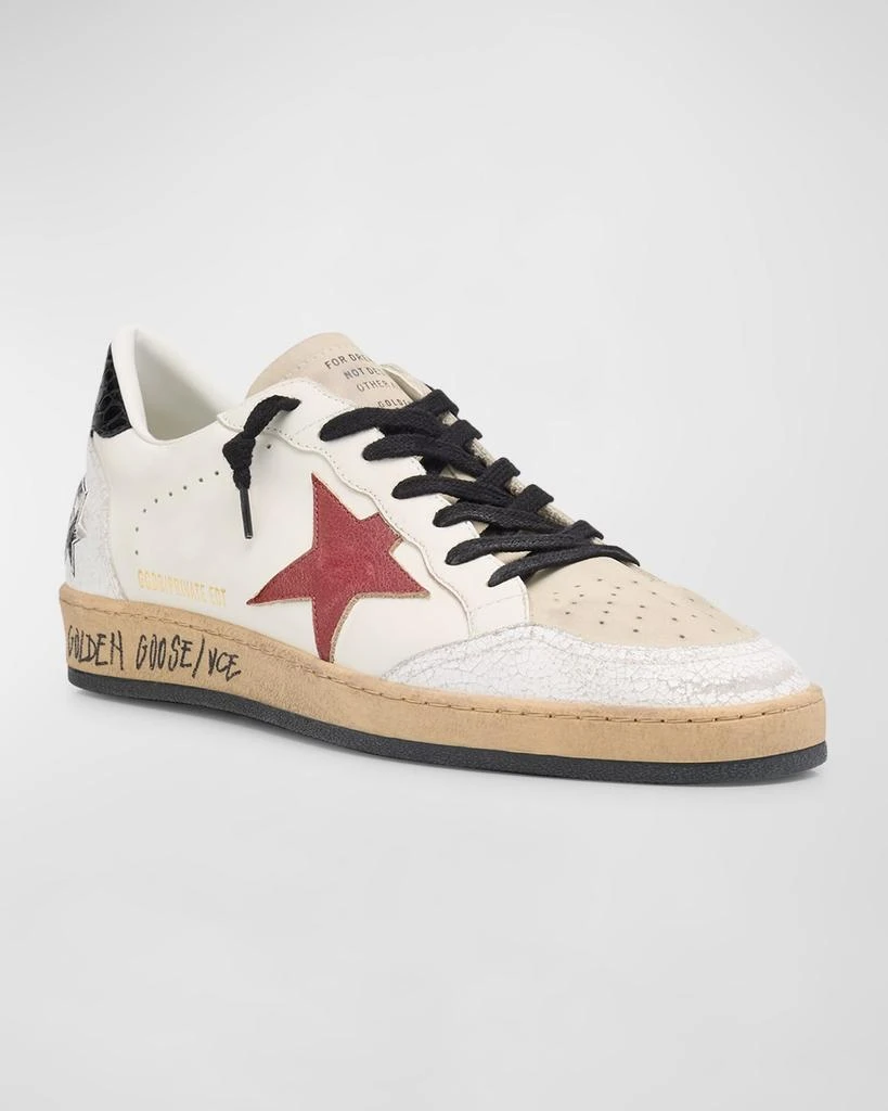 Golden Goose Men's Ballstar Crackle-Heel Leather Low-Top Sneakers 3