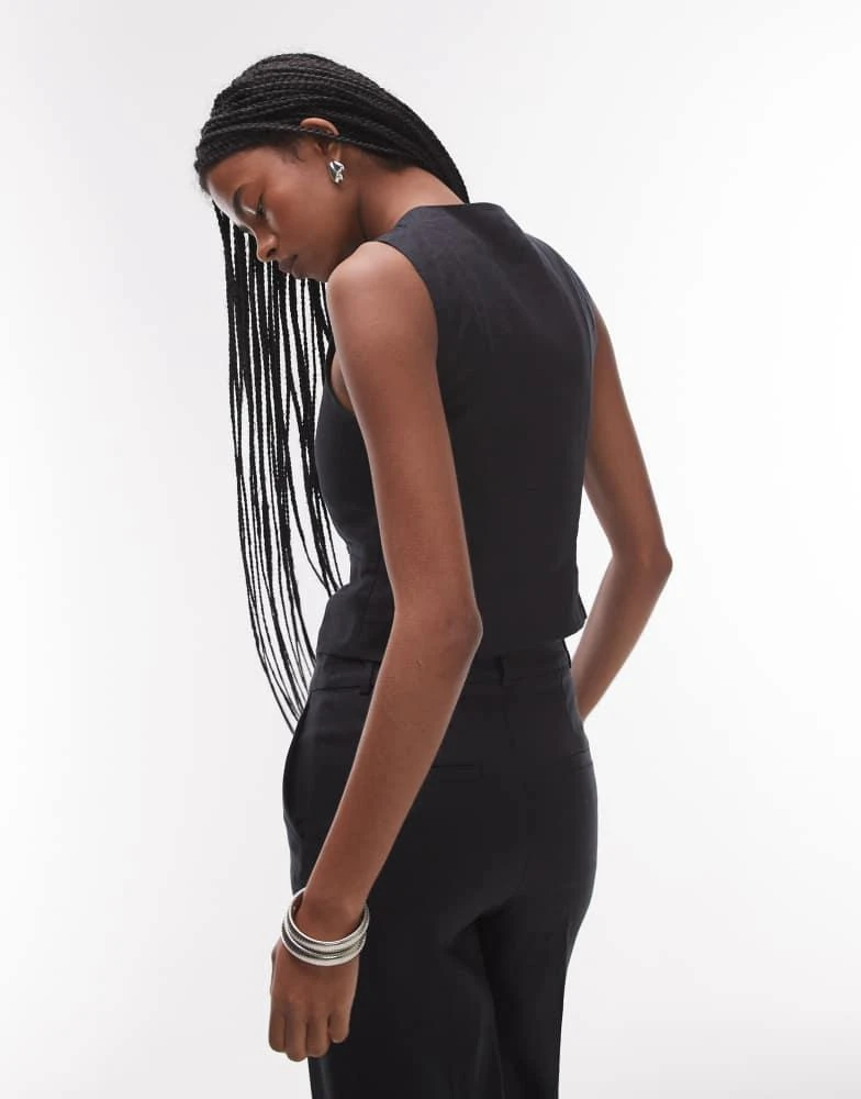 & Other Stories & Other Stories co-ord fitted linen waistcoat in black 4