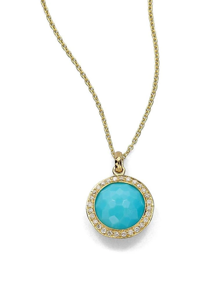 Ippolita Lollipop Small 18K Yellow Gold, Turquoise & Diamond Pendant Necklace 1