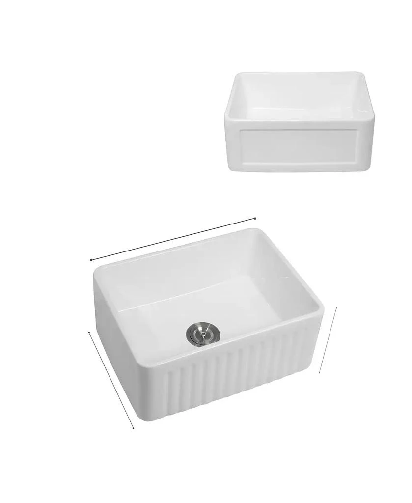 Flynama huluwat 24x18x10inch White Farmhouse Sink Ceramic Single Bowl Reversible Apron Front Laundry 3